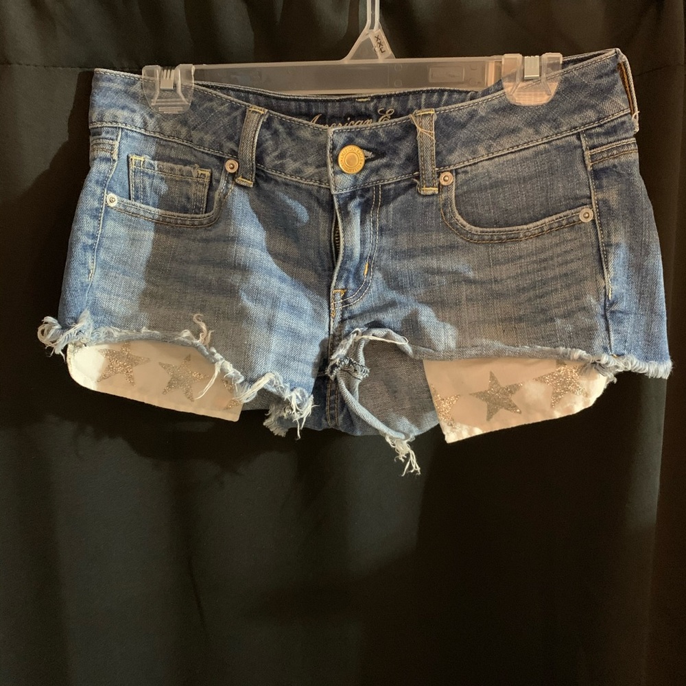 American Eagle Jean Glitter Star Pocket Shorts